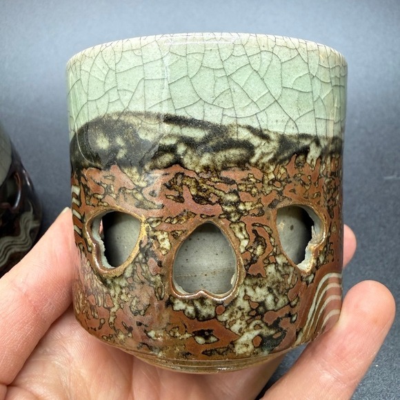 VTG Otagiri SomaWare Somayaki MCM Japan Tea Pot Set Green 6 Cups Golden Horse - Picture 15 of 16